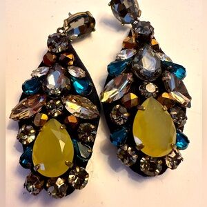 JCREW multi gem drop earrings